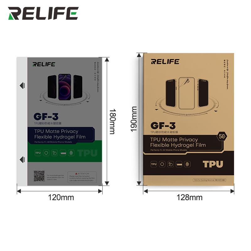 RELIFE GF-3 PELÍCULA DE HIDROGEL FLEXIBLE MATE PARA PRIVACIDAD 50PCS (HD 0.1MM) 7.0 inch UNIVERSAL PARA SUNSHINE SS-890C / Y22 ULTRA INTELLIGENT CUTTING MAQUINA