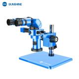 SUNSHINE R360 PRO ROTACIÓN MULTIÁNGULO MICROSCOPIO TRINOCULAR EL OCULAR SE PUEDE AJUSTAR HACIA ARRIBA Y HACIA ABAJO / AJUSTE DE DISTANCIA INTERPUPILAR 180°/ ANILLO DE MAGNIFICATION INCORPORADO AZUL