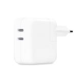 ADAPTADOR DE CORRIENTE CON DOS PUERTOS USB-C DE 35W CON CAJA A2676 PARA APPLE IPHONE / MACBOOK / IPAD / WATCH (MATERIAL ORIGINAL)