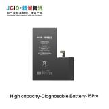 JCID BATERIA DE GRAN CAPACIDAD (3420 MAH) PARA APPLE IPHONE 15 PRO 6.1 (DIAGNOSTICABLE BATERIA NO ES NECESARIO SOLDAR CABLE ORIGINAL DE BATERIA NO HAY MENSAJE DE "PARTE DESCONOCIDA")