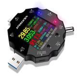 ATORCH UD18 DETECTOR DE CARGA DE TELÉFONO MÓVIL PAPR USB 3.0 DC TYPE-C PROBADOR DE AMPERÍMETRO DE VOLTAJE CON PANTALLA DIGITAL