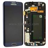 DISPLAY LCD + TOUCH DISPLAY COMPLETO + MARCO PARA SAMSUNG GALAXY S6 EDGE G925F AZUL / NEGRO ORIGINAL  (SERVICE PACK)