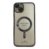 FUNDA DE GALVANOPLASTIA + PROTECCIÓN DE LENTES + MAGNETIC PARA APPLE IPHONE 15 PLUS NEGRO
