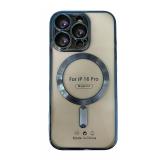 FUNDA DE GALVANOPLASTIA + PROTECCIÓN DE LENTES + MAGNETIC PARA APPLE IPHONE 16 PRO AZUL