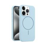 FUNDA DE SILICONA LIQUIDA + MAGNETIC PARA APPLE IPHONE 15 PRO MAX AZUL