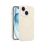 FUNDA DE SILICONA LIQUIDA + MAGNETIC PARA APPLE IPHONE 15 BLANCO