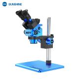 SUNSHINE M9T-B11 MICROSCOPIO TRINOCULAR 6X-45X TRINOCULAR PARA REPARACION MOVIL + LUZ LED DE ANILLO AJUSTABLE AZUL