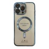 FUNDA DE GALVANOPLASTIA + PROTECCIÓN DE LENTES + MAGNETIC PARA APPLE IPHONE 15 PRO MAX AZUL