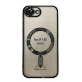 FUNDA DE GALVANOPLASTIA + PROTECCIÓN DE LENTES + MAGNETIC PARA APPLE IPHONE 16E NEGRO