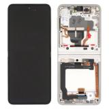 PANTALLA TACTIL + DISPLAY LCD DISPLAY COMPLETO + MARCO PARA SAMSUNG GALAXY Z FLIP 3 5G F711B BLANCO ORIGINAL (SERVICE PACK)