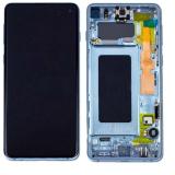 PANTALLA TACTIL + DISPLAY LCD DISPLAY COMPLETO + MARCO PARA SAMSUNG GALAXY S10 PLUS S10+ G975F AZUL PRISMA PANTALLA SERVICE PACK + MARCO (NO ORIGINAL)