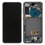 DISPLAY LCD + PANTALLA TACTIL DISPLAY COMPLETO + MARCO PARA SAMSUNG GALAXY S21 5G G991B GRIS FANTASMA ORIGINAL (SERVICE PACK) (ENSAMBLADO)