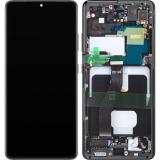 DISPLAY LCD + PANTALLA TACTIL DISPLAY COMPLETO + MARCO PARA SAMSUNG GALAXY S21 ULTRA 5G G998B NEGRO FANTASMA ORIGINAL (SERVICE PACK) (ENSAMBLADO)