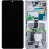DISPLAY LCD + PANTALLA TACTIL DISPLAY COMPLETO + MARCO PARA SAMSUNG GALAXY S21 ULTRA 5G G998B PLATEADO FANTASMA ORIGINAL (SERVICE PACK)