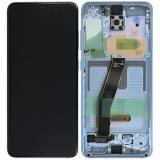 PANTALLA TACTIL + DISPLAY AMOLED DISPLAY COMPLETO + MARCO PARA SAMSUNG GALAXY S20 G980F / G981F / G981B AZUL PANTALLA SERVICE PACK + MARCO (NO ORIGINAL)